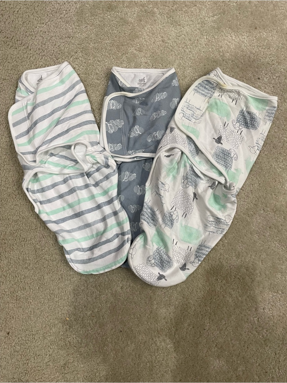 Set of 3 baby swaddle wraps